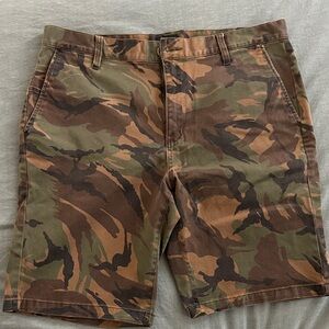 Camo Men's Casual Cotton Shorts - Green/Brown